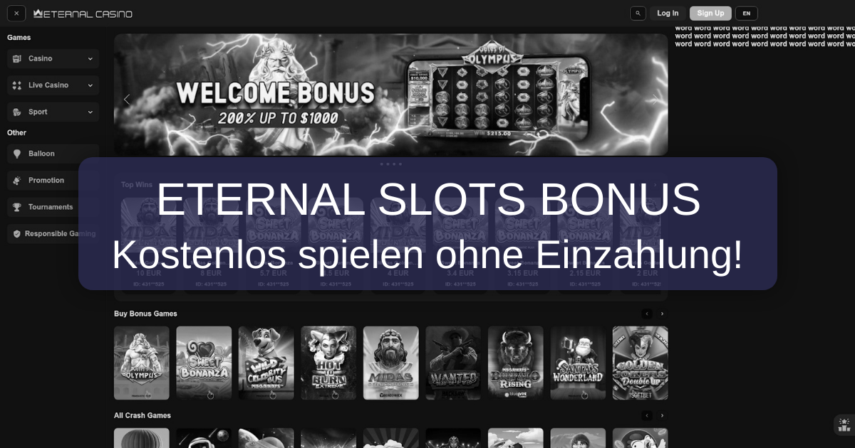 eternal slots no deposit bonus Deutschland 2026 - Ohne Einzahlung